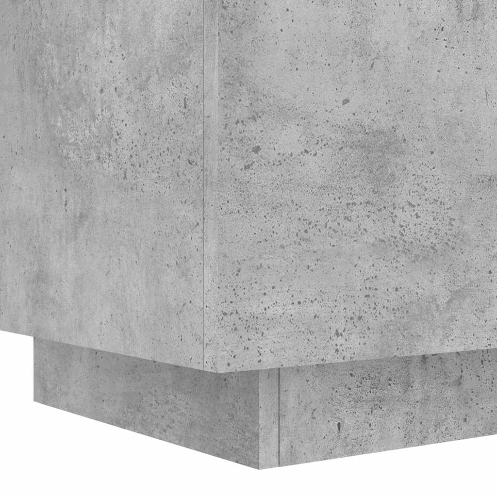 Nightstand with LED Lights Concrete Grey Particleboard