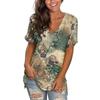 Summer V-neck 3D Coconut Tree Flowers Printed Top Fashionable Casual Short Sleeved Women's T-shirts