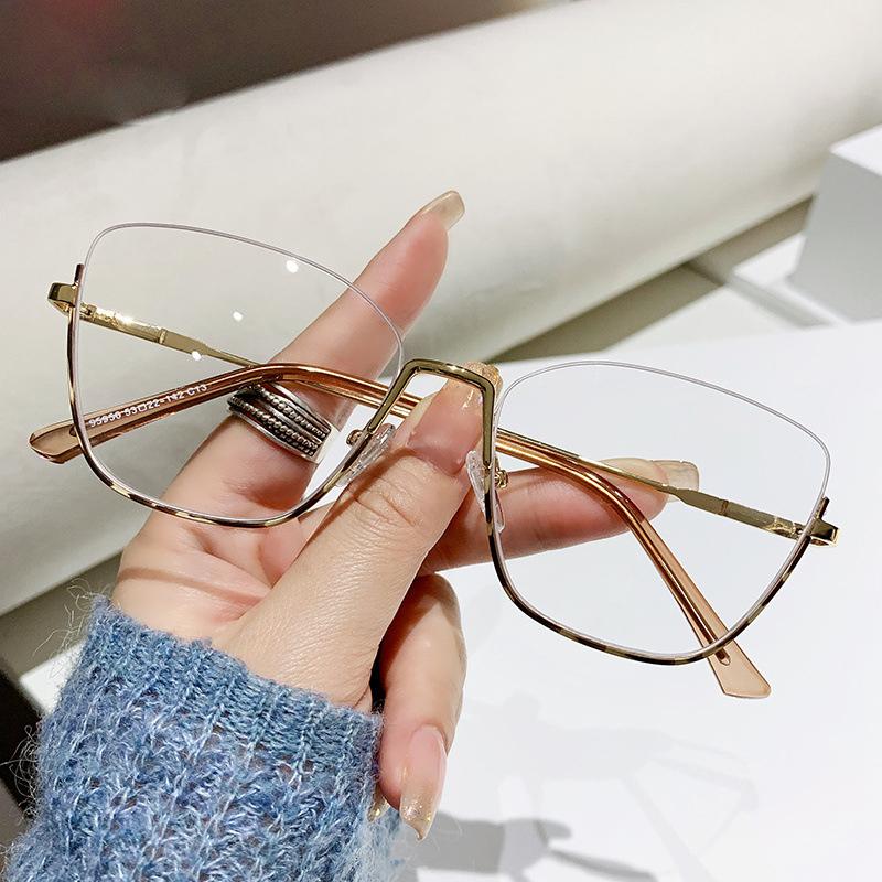

Myopia Glasses Women Ultra-lightweight Metal Half Frame Prescription Eyewear Fashionable Cat-eye Anti Blue Lightweight Computer Glasses 0 To -6.0 0