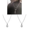 Gothic Punk Style Heart Cross Pendant Necklace With Alloy Chain For Women And Men