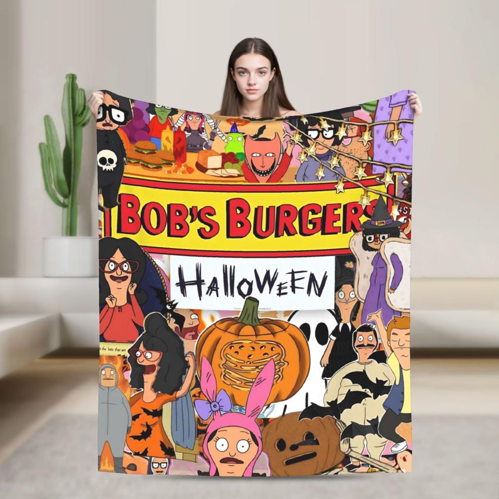 Super Soft B-Bob Burgers Thanksgiving Throw Blanket Premium Flannel Fleece Lightweight Bed Blanket Warm Plush Bedspread