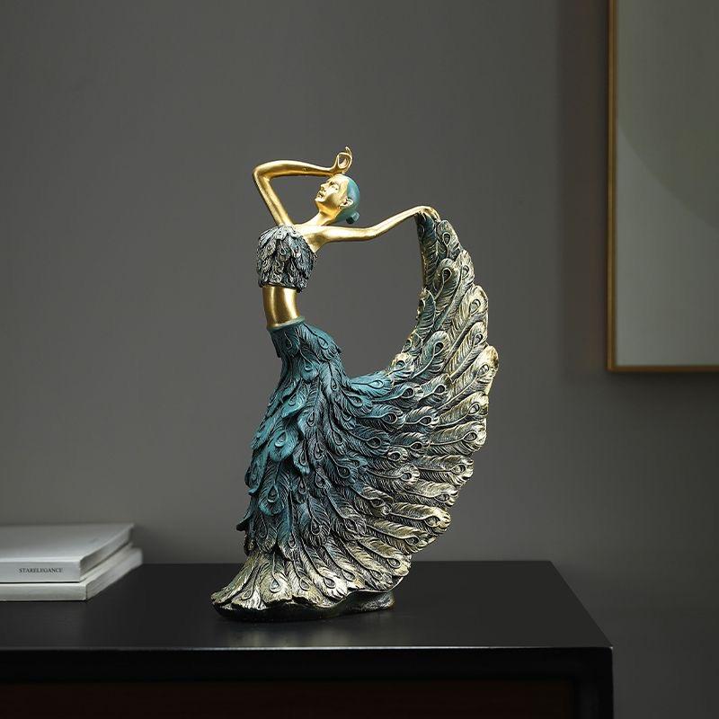 Abstrakte Tanzender Pfau Harzfigur – Elegantes Wohnzimmer Heimdeko Ornament