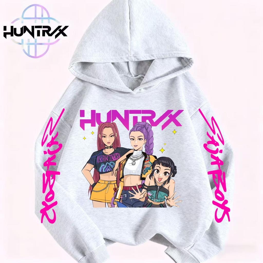 HUNTRIX SAJABOYS K-POP Group Boy Girl Pullovers Hoodie Outdoor Street Sports Casual Loose Children Long-sleeve Warm Sweatshirt