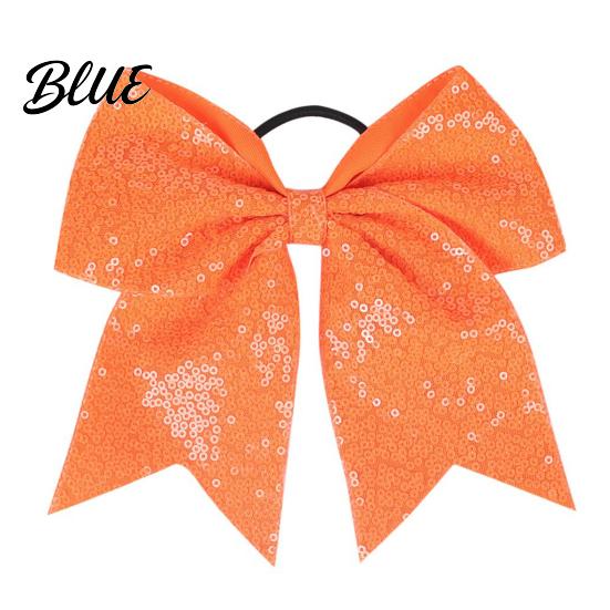 Large Glitter Bow Ties Sequins Hair Bows Elastic Tie Cheerleading Bands for Girls Band Ponytail Holder Scrunchies Women Teens Kids Colorful Sequin