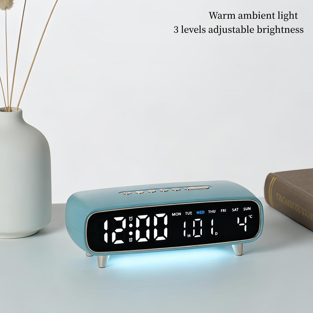 LED Digitaler Wecker Sprachsteuerung Temperatur Datum Wochentag Anzeige Timer Helligkeitseinstellung Elektronische Tischuhr Mit Umgebungslicht 12/24H