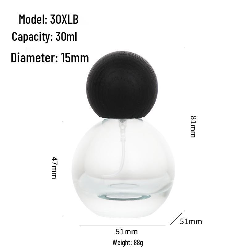 30ml Wooden Cap Spherical Glass Perfume Bottle & 50ml Spray Bottle Set