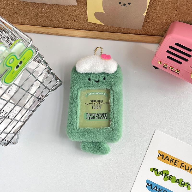 Cute Plush Dessert Card Holder: Transparent Storage for Meal, Bus, and ID Cards