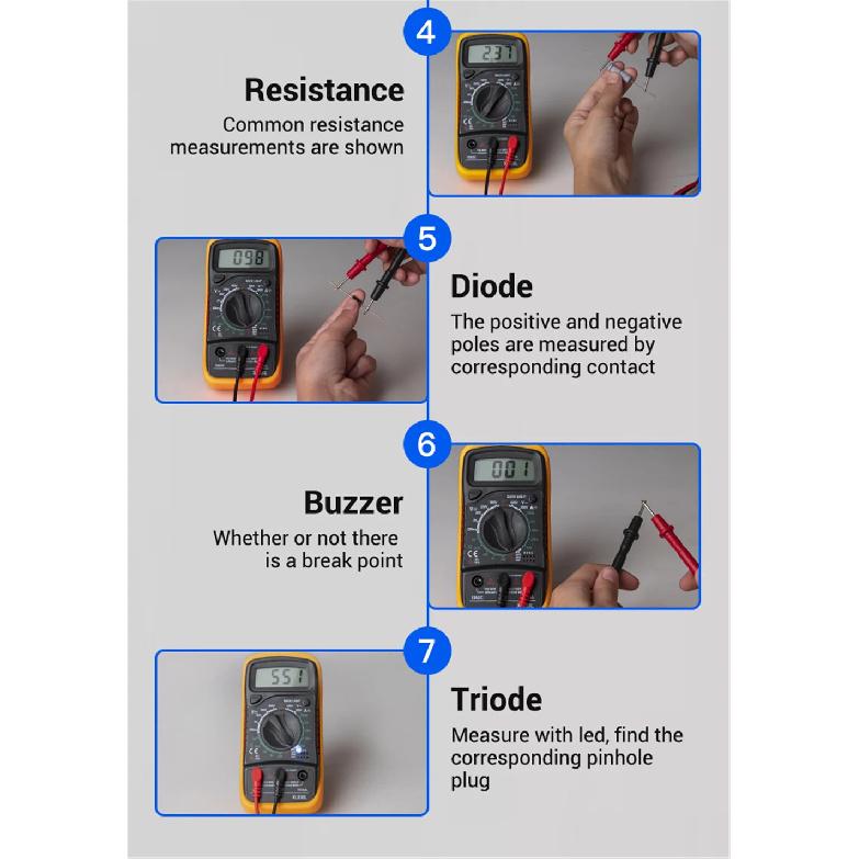 XL830L Handheld Digital Multimeter LCD Backlight Portable AC/DC Ammeter Voltmeter Ohm Voltage Tester Meter Multimetro