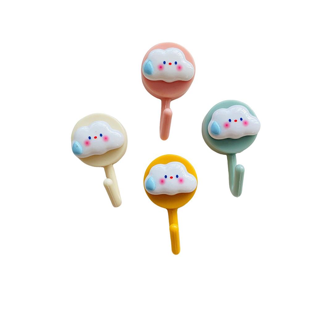 Cartoon Hooks, Adhesive Hooks No Nails Damage-Free Wall Hooks (4-Pack)