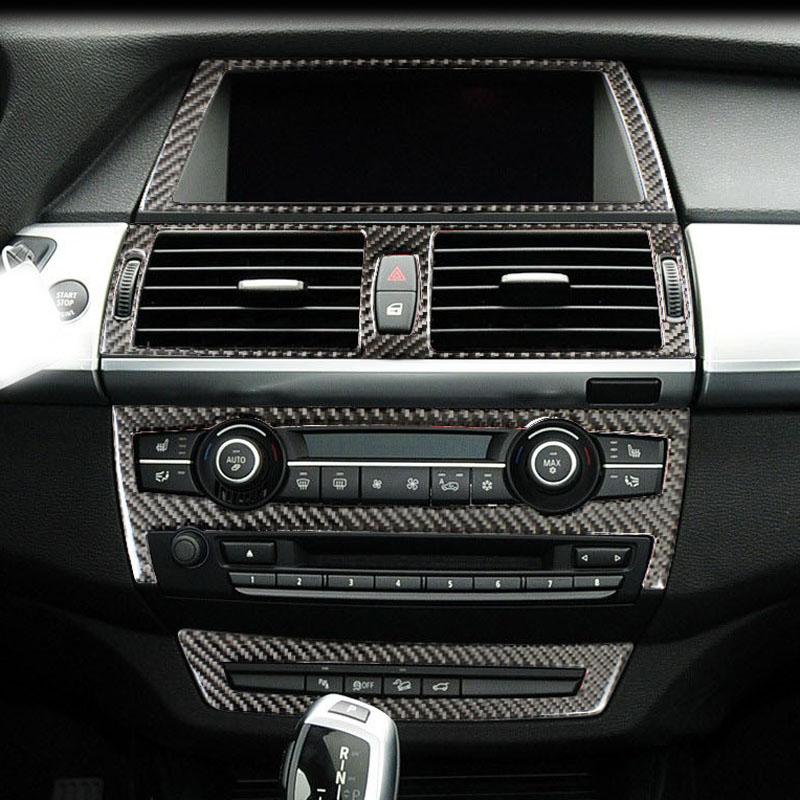 AAACH1 For BMW X5 X6 E70 E71 Accessories Car Interior Air Conditioning CD Console Panel Cover Decoration Trim Carbon Fiber Car Styling