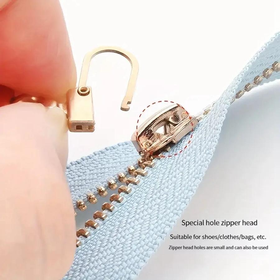 5 pçs costura zíperes extrator cabeça forma do coração destacável metal zíper slider kits de reparo para sacos mochila casaco zíper puxar guia
