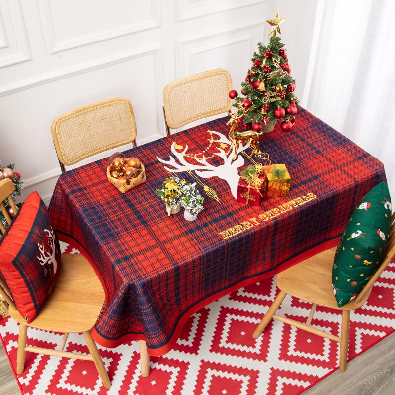 Year 'S Day Santa Claus Tablecloth Restaurant Decoration Tablecloth Waterproof And Antifouling Lattice Coffee Table Cloth