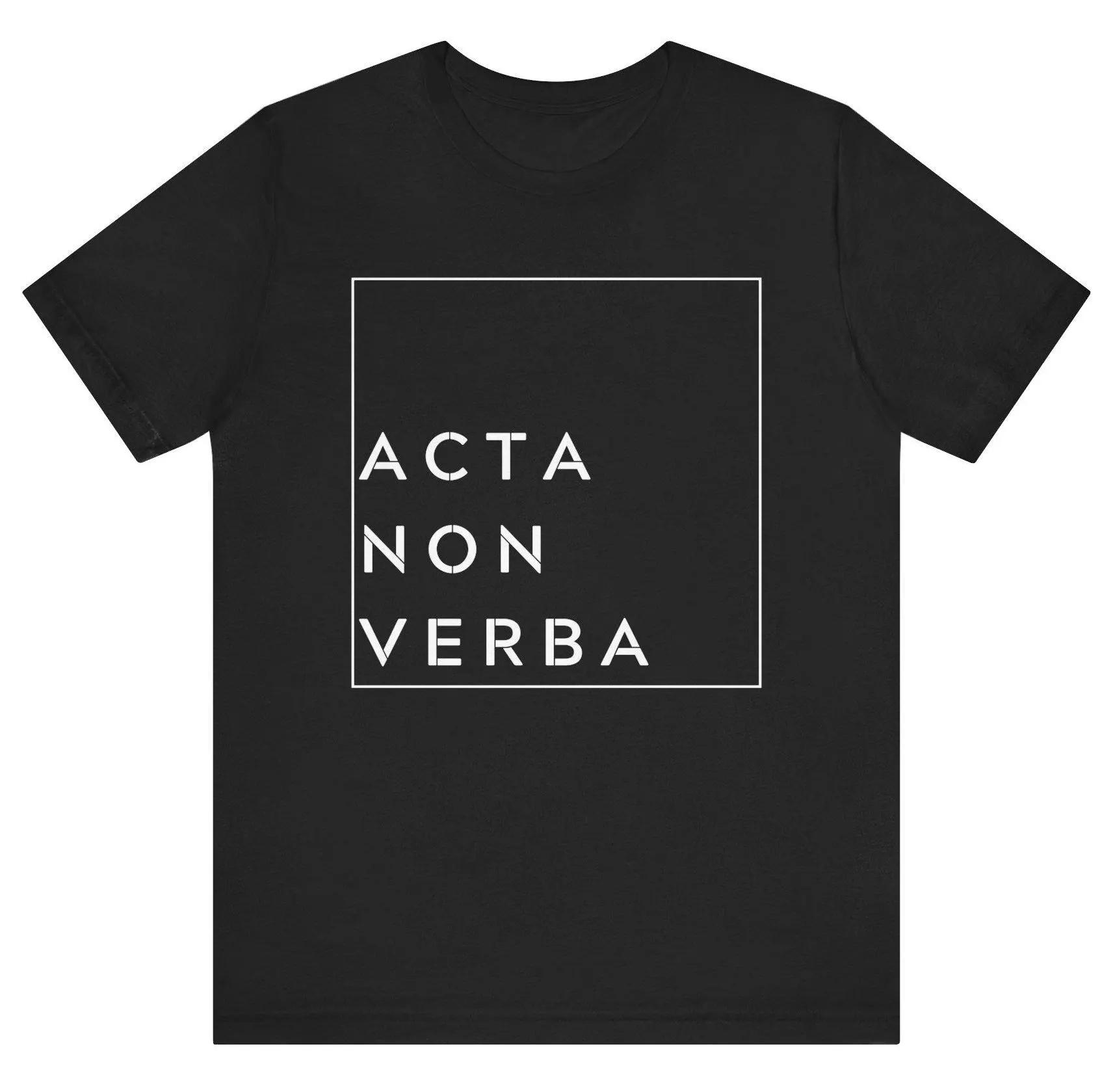 Stoic Tshirt Acta Non Verba design Graphic Tee Philosophical Shirt Minimalist T-Shirt Inspirational Top Casual Tee S разноцветный