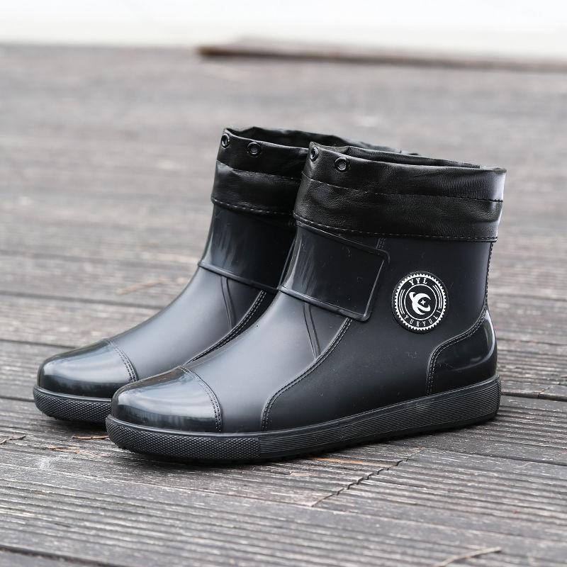 New Men's Rain Shoes Short Tube Integrated Non-slip Waterproof Men's Rain Boots Fishing Men Warm Men