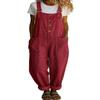 2026 Women's Summer Cotton Linen Retro Pocket Straight-Leg Overalls