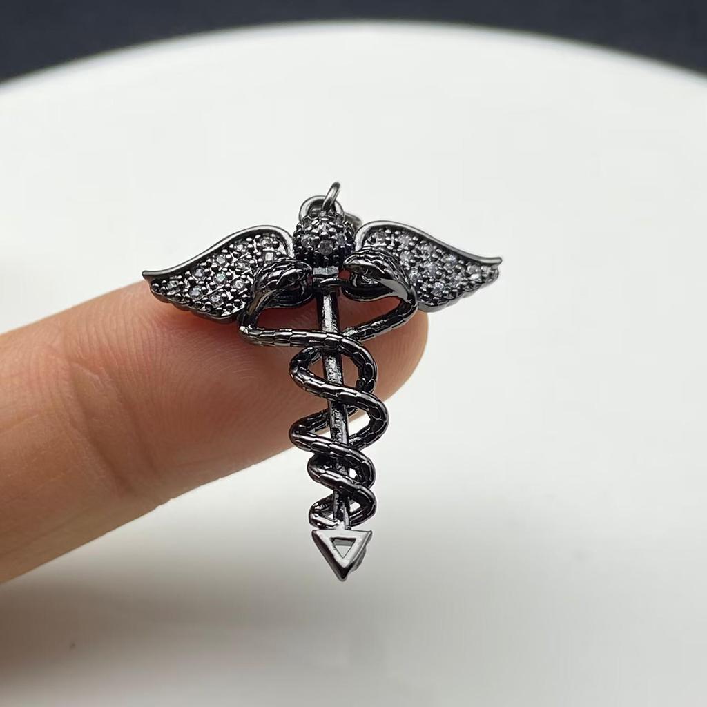 Retro Engelsflügel & Schlangen Äskulapstab Kristallschmuck Perlen DIY Zubehör
