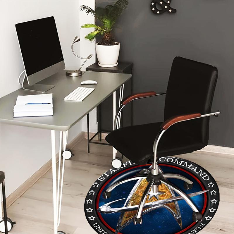 1pc Starfleet Command Emblem Round Carpet, Made of Polyester,Perfect for Decorating Office Chairs, Living Rooms, A Vibrant Decorative Rug