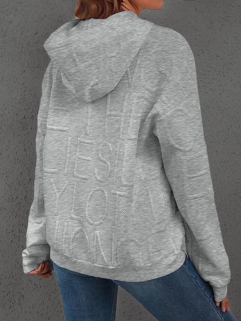 Damen Übergröße Herbst/Winter Casual 3D Buchstaben Jacquard Rundhals Pullover Sweatshirt