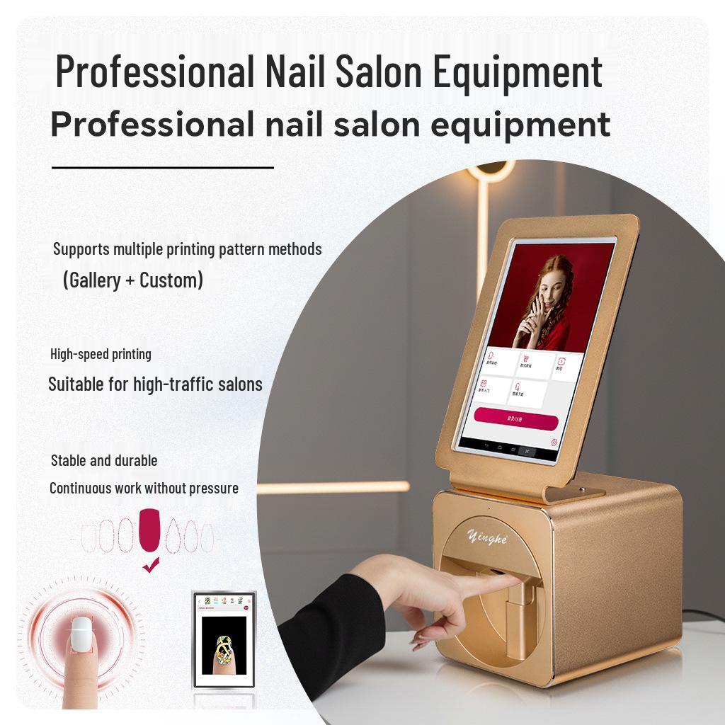 Yinghe Smart Nail Printer - 10.1" Touchscreen, Auto Recognition, 2400 DPI, Color Nail Art Machine