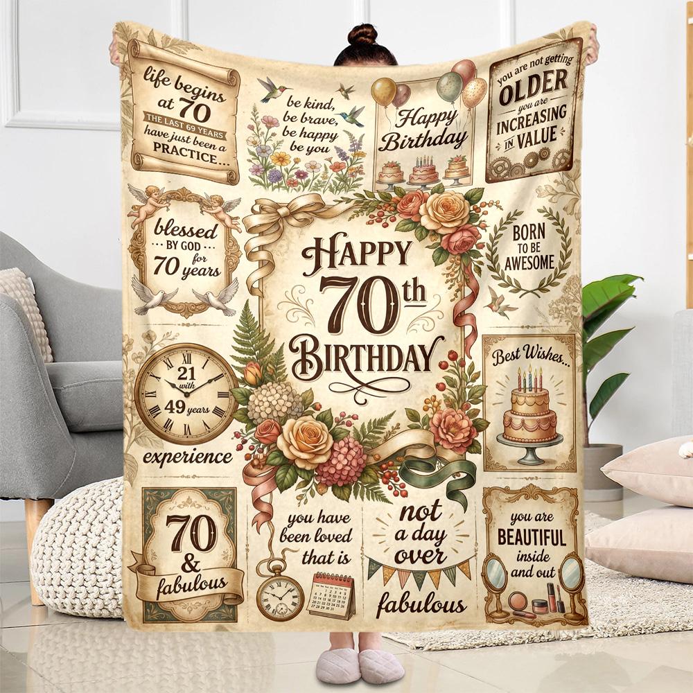 Vintage Celebration Blanket Soft & Cozy Perfect for Chair Office Chair Couch Four Seasons Multipurpose Playful Design Gift for Travel Home Birthdays
