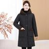 Warm Fleece-Lined Hooded Cotton Coat for Middle-Aged & Elderly Women
