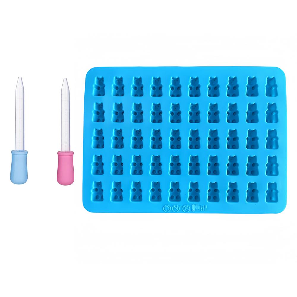 50 Grids Gummy Bear Mold Silikonowy Słodki Miś Galaretka Formy z Kroplomierzem Cukierki Czekoladowe Fondant Formy DIY Narzędzia Do Dekoracji Pieczenia