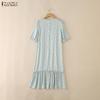 ZANZEA Women Casual Square Collar Summer Short Sleeve Floral Dress