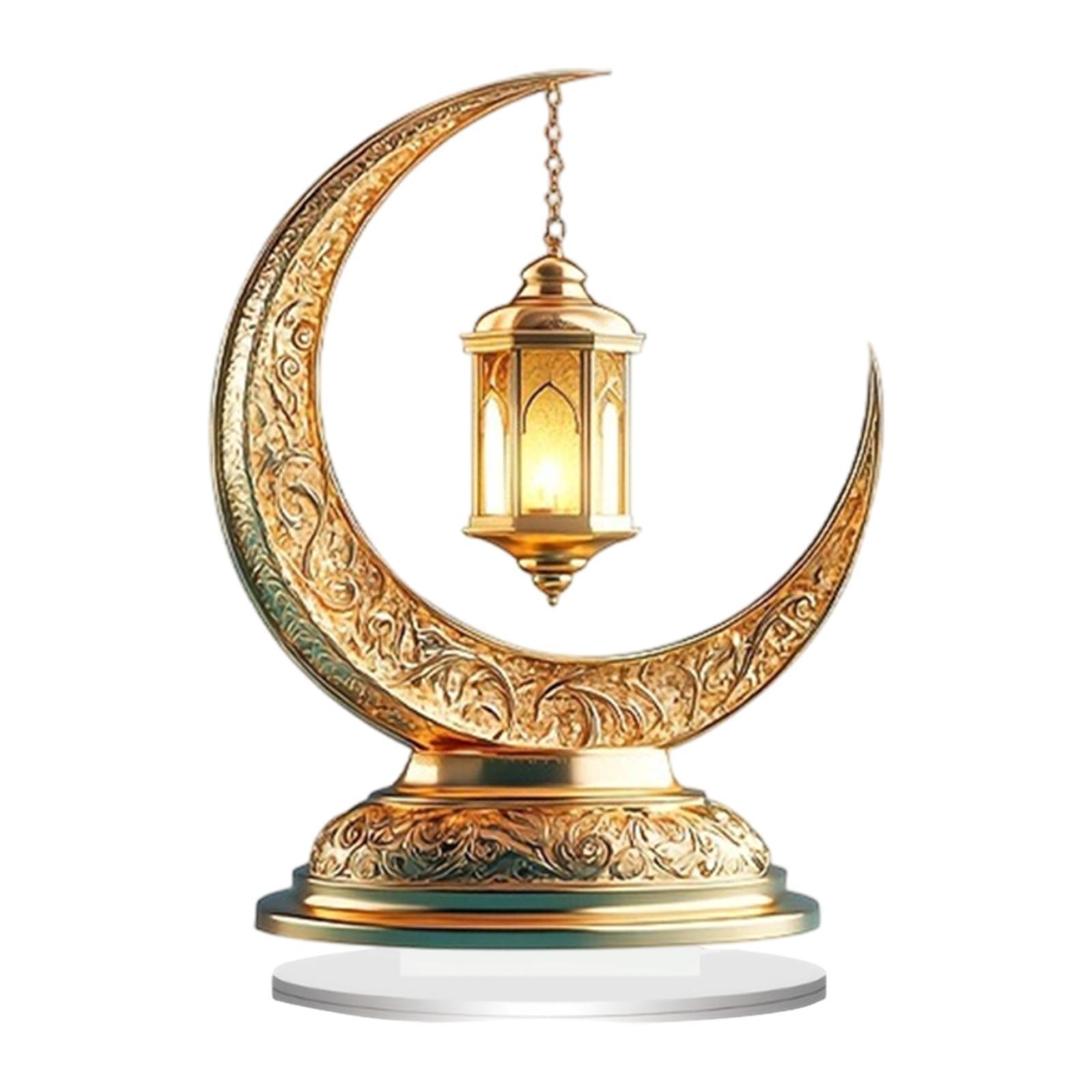 

Eid Mubarak Ornaments Portable Rustic Ramadan Moon Decor Atmosphere Acrylic for Desktop Islamic Festival Cafe Restaurant Decor