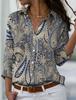 Women's Shirt Blouse Butterfly Gradient Printing Button Long Sleeve Casual Fashion Standing Collar Spring and Autumn Blouse