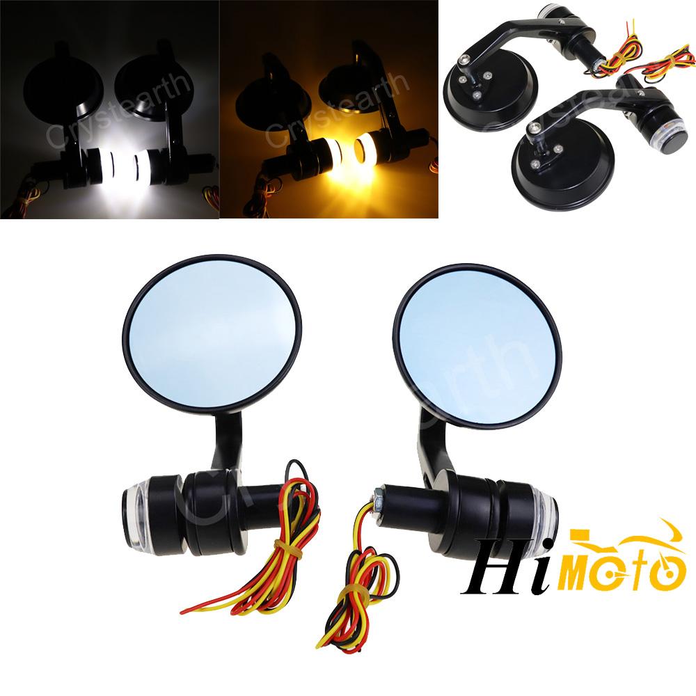 

Универсальный круглый 3-дюймовый мотоцикл 22 мм 7/8-дюймовый руль, боковые зеркала заднего вида со светодиодными указателями поворота для Yamaha Harley Cafe