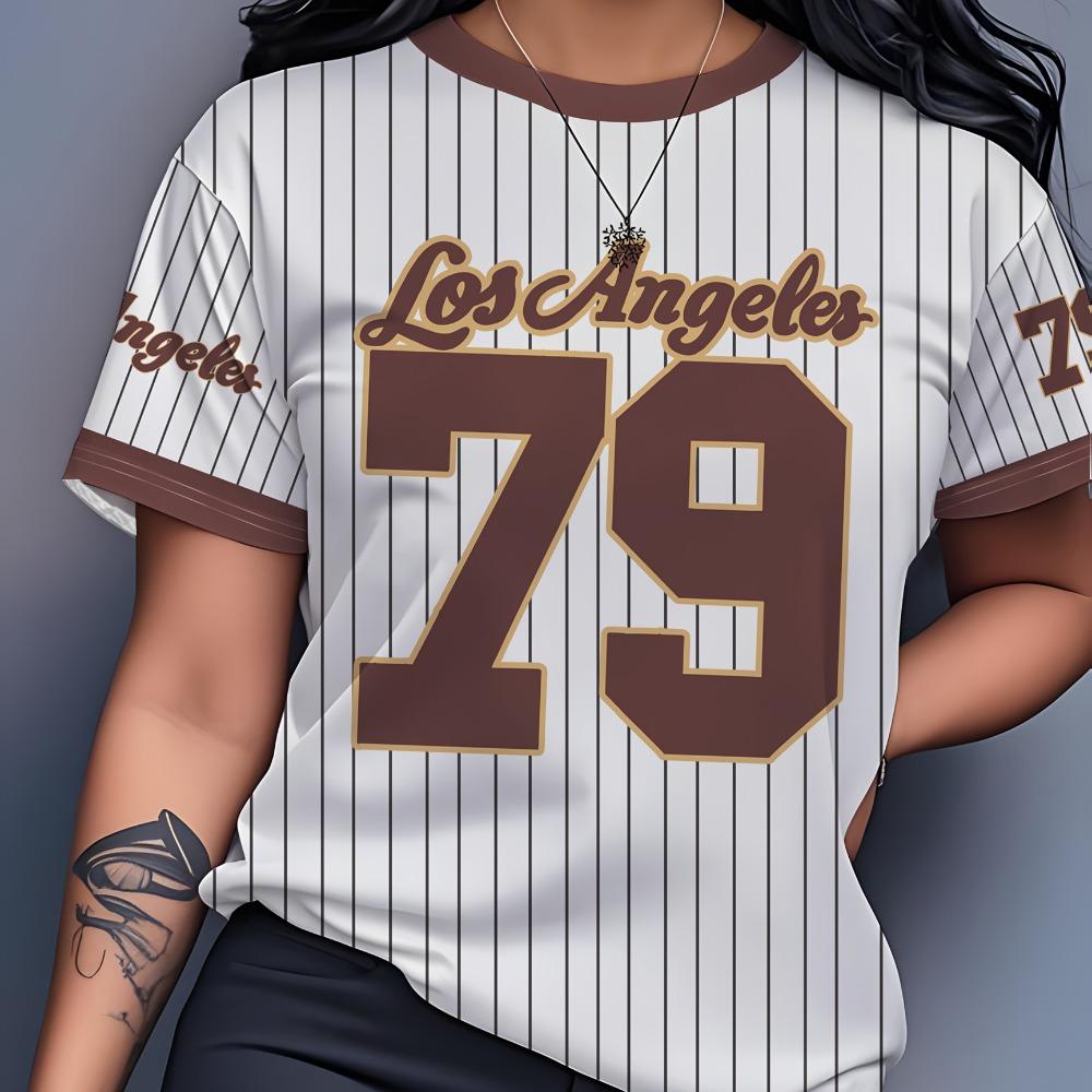 Women's Los Angeles 79 Soft Breathable Pattern T-Shirt Sports Fashion Casual Quick-Drying Short-Sleeved Summer Women's Clothing
