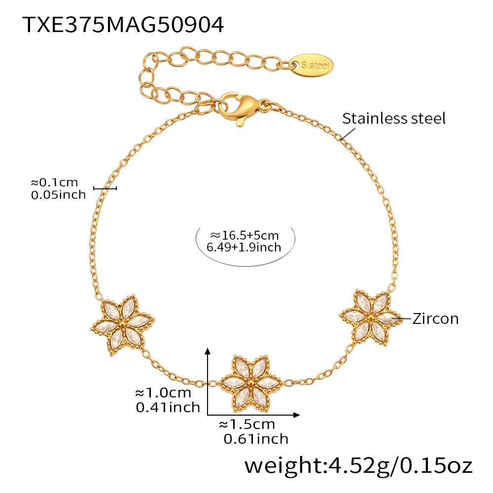 Qiong Yao Sparkle 5A Zirconium Plum Blossom Rhinestone Tassel Necklace & Bracelet Set
