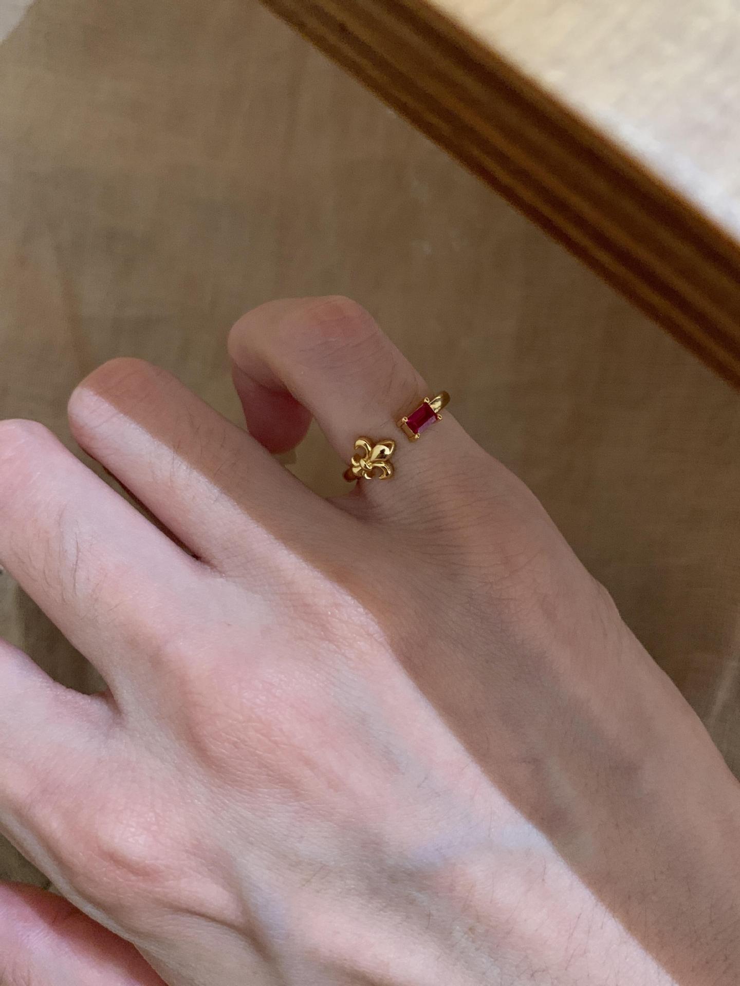 Li Luo Винтажное Золотое Матовое Кольцо из Стерлингового Серебра 925 Пробы Регулируемое Женское