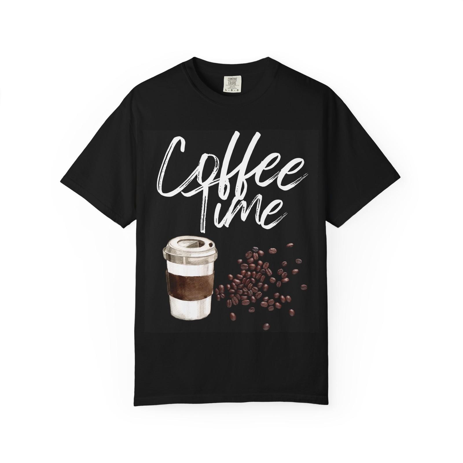 Coffee Time T-Shirt - Comfort Colors — Iced Coffee & Beans Graphic Tee S