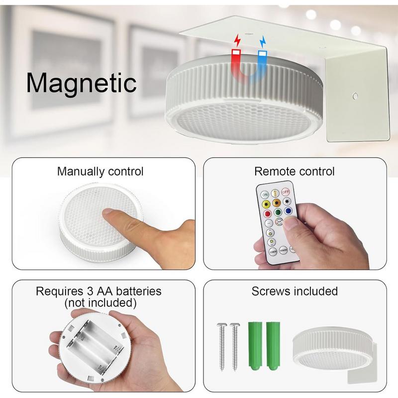 Battery Operated Picture Light 3pcs Dimmable Picture Painting Light Battery-Operated Remote Control Art Display Novelty Lamp