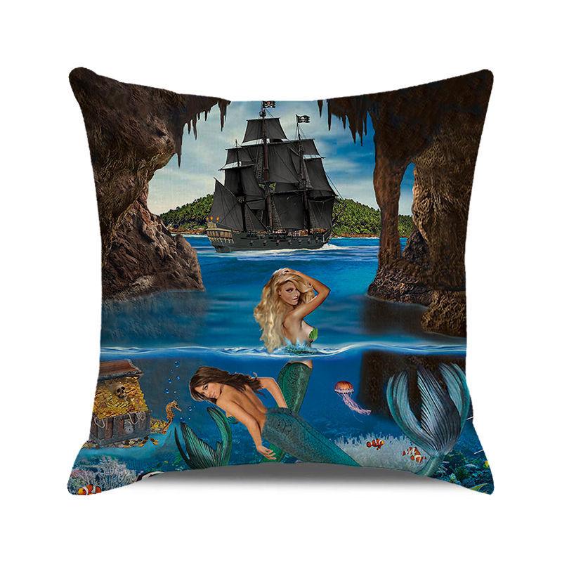 Home Decor Underwater World: Sea Creatures & Mysteries Pattern Cushion Cover Suitable for Sofa Bedroom Car Pillow Cover