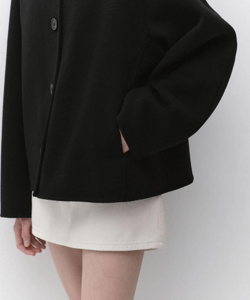MUSINSA STANDARD WOMAN Women'S Cashmere Blend Handmade Short Mac Coat [Black]