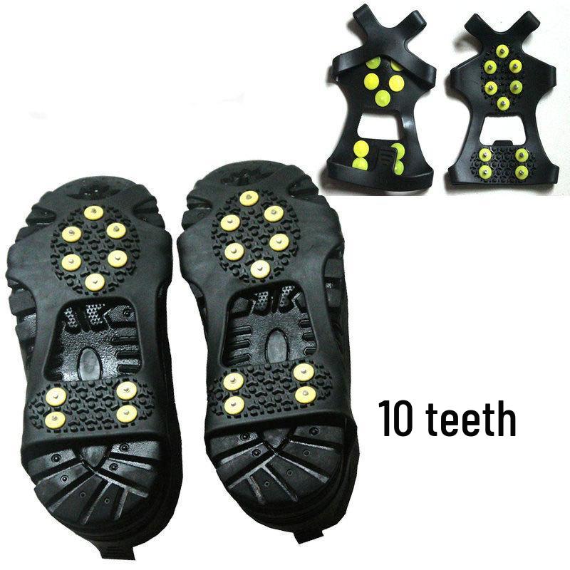 Outdoor Ice Cleats - Anti-Slip Shoe Covers with 10 Spikes for Autumn & Winter Mountaineering and Climbing