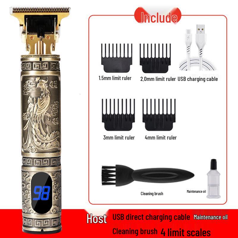 T9 Bald Electric Hair Clipper - Professional Rechargeable Engraving & Oil Head Shaver