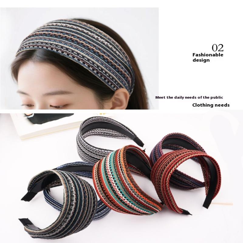 Wide Edge Hairband Hair Clip Ethnic Style Hair Accessory Toothed Anti-Slip Versatile For Covering Gray Hair And Frizz For Women