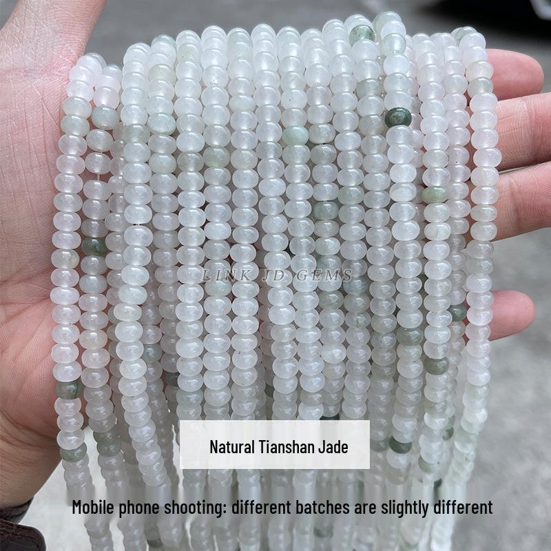 8/10mm Natural Tianshan Jade Old Shape Beads - Ice Jade Stone Apple Beads for DIY Jewelry