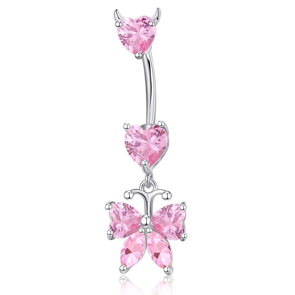 Elegant Navel Piercing Rings Zircon Belly Clicked Piercing Butterfly Belly Button Rings Daily