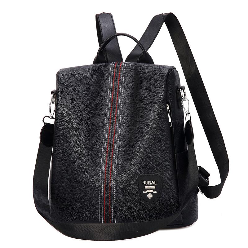 Soft Leather Backpack Women's Shoulder Bag Commuter Multi-Use Travel Bag