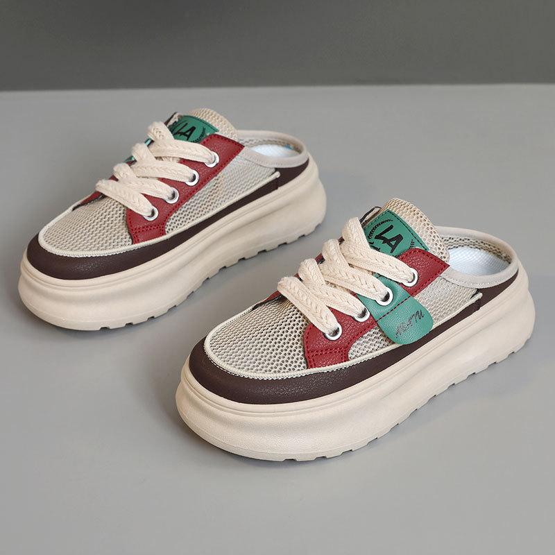Zy1828 Mesh Semi-Drag Women S Summer Breathable Mesh Shoes Women S Shoes Platform Sandals Heightening Versatile Slippers 35