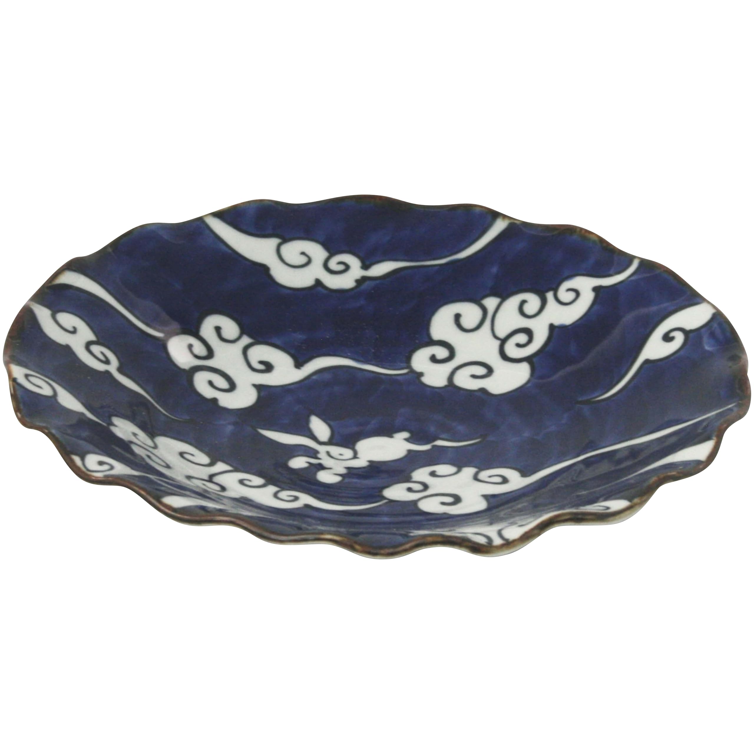 

Hasami Ware Unnou Rabbit Wave-Edged Medium Plate, Made in Japan, 57107