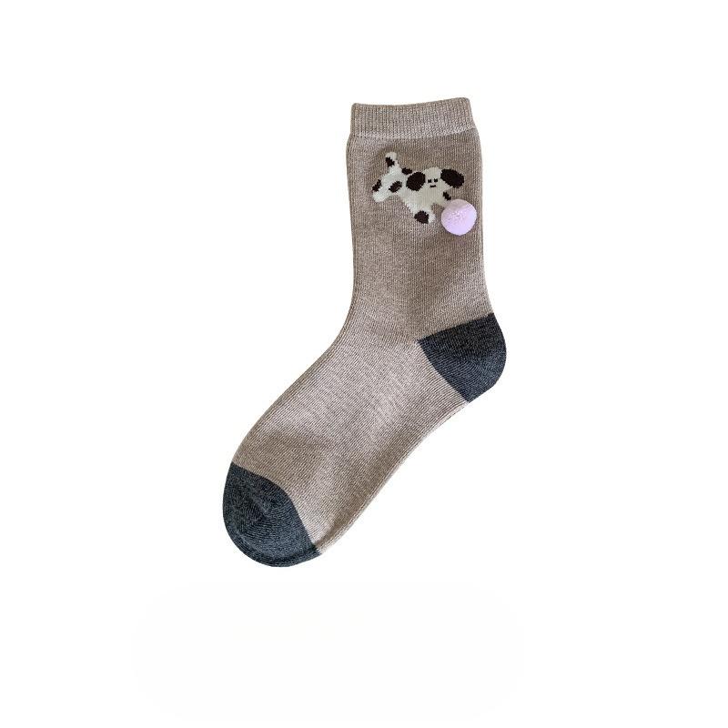 Cute and Funny Mid-calf Socks for Women's Fashion In Autumn, Cute and Funny Puppy Cartoon Animal Pile Socks