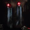 With Long Hair Halloween Hanging Ghost Skull Plastic Terror Skull Props   Scene Props