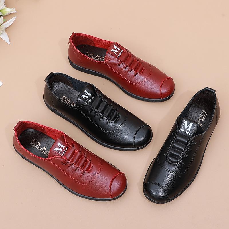 New Soft-soled Shoes, Spring and Autumn Non-slip Leather Shoes, Medium and Old Single Shoes, Comfortable Flat-soled Work Shoes for the Elderly