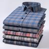 Over Size 100%cotton Brushed Plaid Long Sleeve Shirts for Men Single Pocket Casual Tops Soft Vintage Elegant Designer Clothes