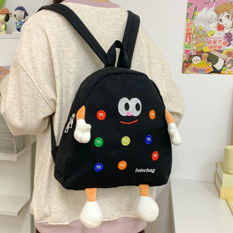 Schoolbag Cookies Small School Bag Female Ugly Cute Corduroy Niche Cartoon Plush Cute Backpack Autumn and Winter Girl Backpack